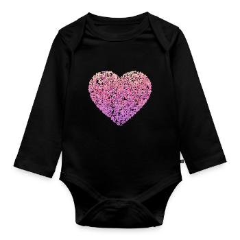 Coeur floral rose - Body Bébé bio manches longues - noir - Devant