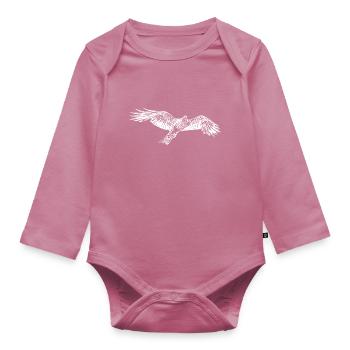 Elegant flying hawk - Organic Longsleeve Baby Bodysuit - mauve - Front