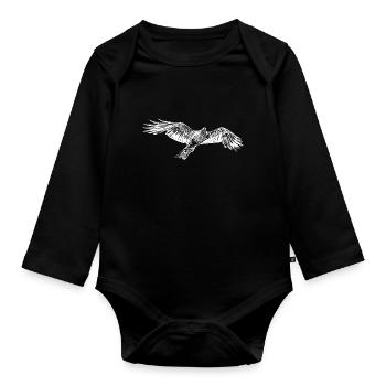 Elegant flying hawk - Organic Longsleeve Baby Bodysuit - black - Front