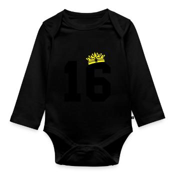 16 couronne - Body Bébé bio manches longues - noir - Devant