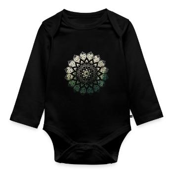 Mandala - Organic Longsleeve Baby Bodysuit - black - Front