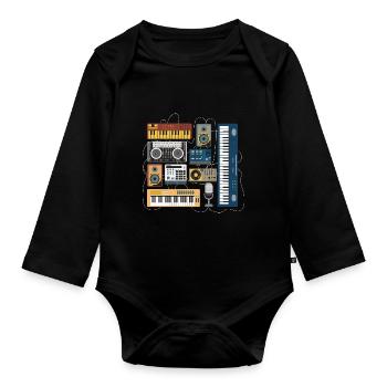 Modular Synthesizer Vintage Dj Mischpult Synth - Baby Bio-Langarm-Body - Schwarz - Vorne