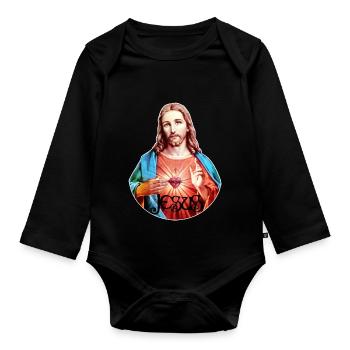 Jesus Christ Jesus Christus - Baby Bio-Langarm-Body - Schwarz - Vorne