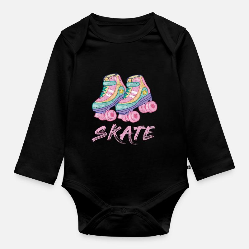 Rollschuh Roller Skate Design - Baby Bio-Langarm-Body - Schwarz