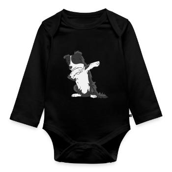 Border Collie cadeau pour les amis chiens - Body Bébé bio manches longues - noir - Devant