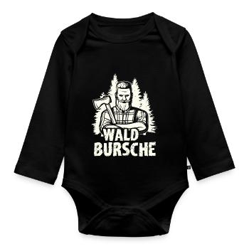 Bûcheron forestier - Body Bébé bio manches longues - noir - Devant