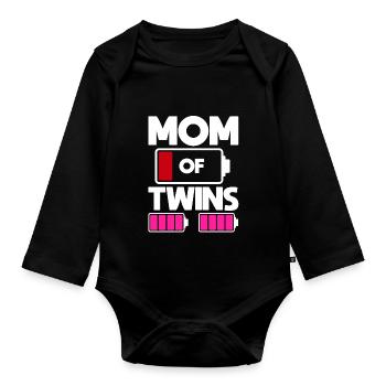 Mom of Twins Funny Mom Life - Organic Longsleeve Baby Bodysuit - black - Front