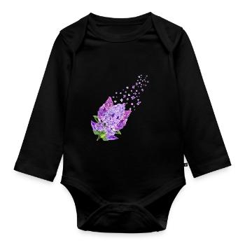 Fleurs de beaucoup de fleurs printemps flow lilas d’été - Body Bébé bio manches longues - noir - Devant