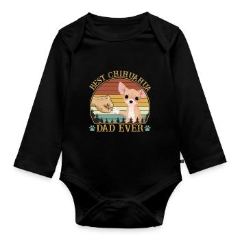 Best Chihuahua Dad Ever Vintage Retro Sunset - Baby Bio-Langarm-Body - Schwarz - Vorne