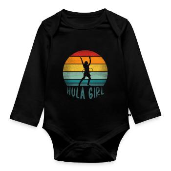 Hulahoop Hullern Hula Girl Hoola Hop Frauen - Baby Bio-Langarm-Body - Schwarz - Vorne