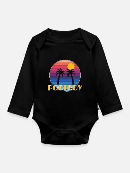 Bademeister Schwimmbad Poolboy - Baby Bio-Langarm-Body - Schwarz