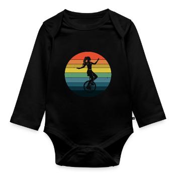 Einrad Einradfahrerin Einradfahrer Einradfahren - Baby Bio-Langarm-Body - Schwarz - Vorne
