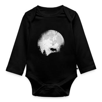 Moose Moose Moose Cow Antlers Full Moon Cadeau - Body Bébé bio manches longues - noir - Devant