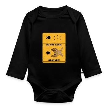 Do Not Panic - Organise! We Are The 99 - Organic Longsleeve Baby Bodysuit - black - Front