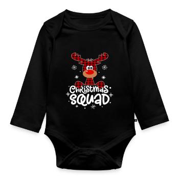 Christmas Squad Buffalo Plaid Reindeer Family - Body Bébé bio manches longues - noir - Devant