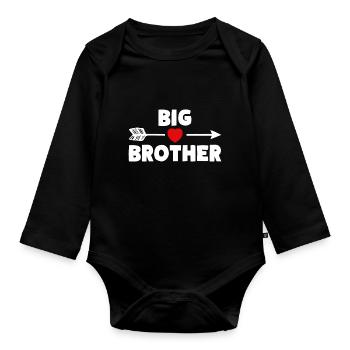 BIG BROTHER Siblings Heart - Organic Longsleeve Baby Bodysuit - black - Front