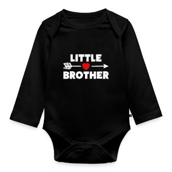LITTLE BROTHER Siblings Heart - Organic Longsleeve Baby Bodysuit - black - Front