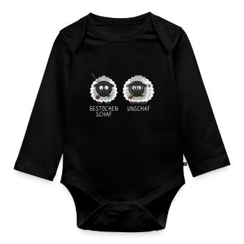 Schaf Unschaf Gestochen Schaf Schafe Brillenträger - Baby Bio-Langarm-Body - Schwarz - Vorne
