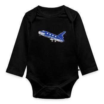 voyage vol rocketpinke fusée voyage voyage flie - Body Bébé bio manches longues - noir - Devant