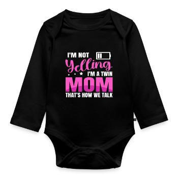 Muttertag Mutter von 2 Design für eine Mutter von - Baby Bio-Langarm-Body - Schwarz - Vorne