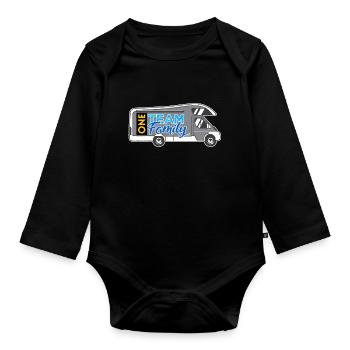 team family camping dog sports parental leave camping - Organic Longsleeve Baby Bodysuit - black - Front