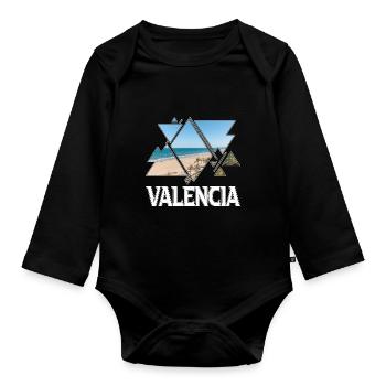 Valence Espagne Ville Skyline Vacances Amour - Body Bébé bio manches longues - noir - Devant