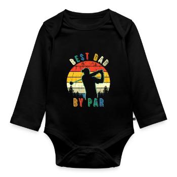 Best Dad By Par Retro Fathers Day - Organic Longsleeve Baby Bodysuit - black - Front