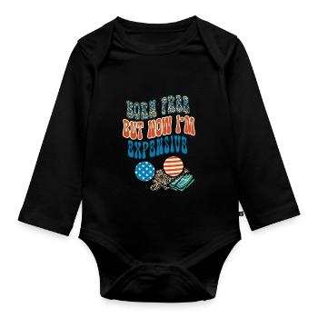 Né libre mais maintenant je suis cher - Body Bébé bio manches longues - noir - Devant