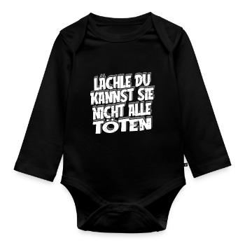 Sarkusmus Spruch Schwarzer Humor Lustiges Ironie - Baby Bio-Langarm-Body - Schwarz - Vorne