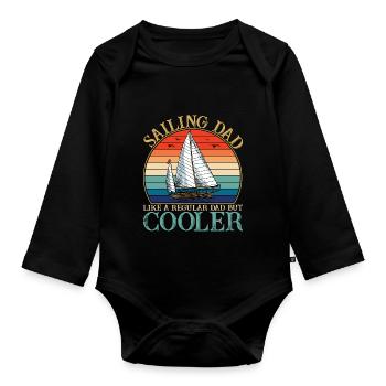 Voile Papa Rétro Coucher de Soleil - Body Bébé bio manches longues - noir - Devant
