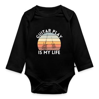 JOUER DE LA GUITARE EST MA GUITARE DE VIE - Body Bébé bio manches longues - noir - Devant