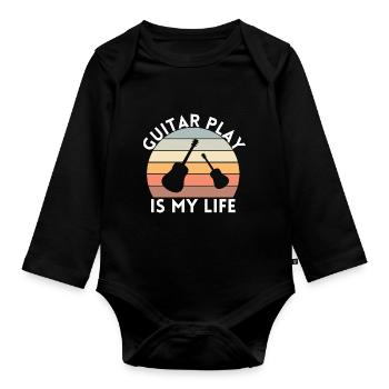 JOUER DE LA GUITARE EST MA GUITARE DE VIE - Body Bébé bio manches longues - noir - Devant