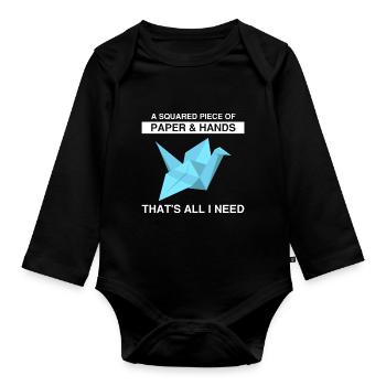 Japanese origami design and kirigami origami - Organic Longsleeve Baby Bodysuit - black - Front