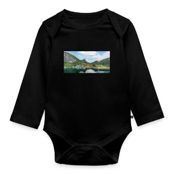 Geiranger panorama view from harbor - Baby Bio-Langarm-Body - Schwarz - Vorne