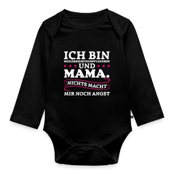 Heilerziehungspflegerin Mama Heilerziehungspflege - Baby Bio-Langarm-Body - Schwarz - Vorne