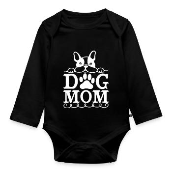 Dogs Mama Dog Wuff - Organic Longsleeve Baby Bodysuit - black - Front