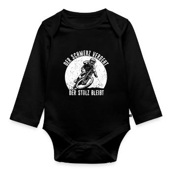 Mountainbike MTB Geschenk BMX Kleidung MTB Spruch - Baby Bio-Langarm-Body - Schwarz - Vorne