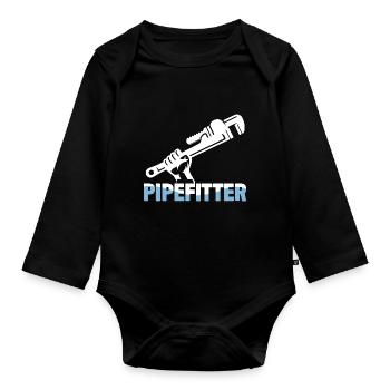 Pipefitter - Organic Longsleeve Baby Bodysuit - black - Front