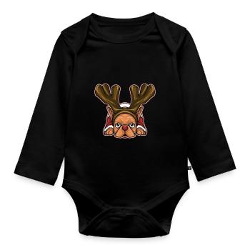 Christmas Ugly Christmas Gift Xmas Pug Pug - Organic Longsleeve Baby Bodysuit - black - Front