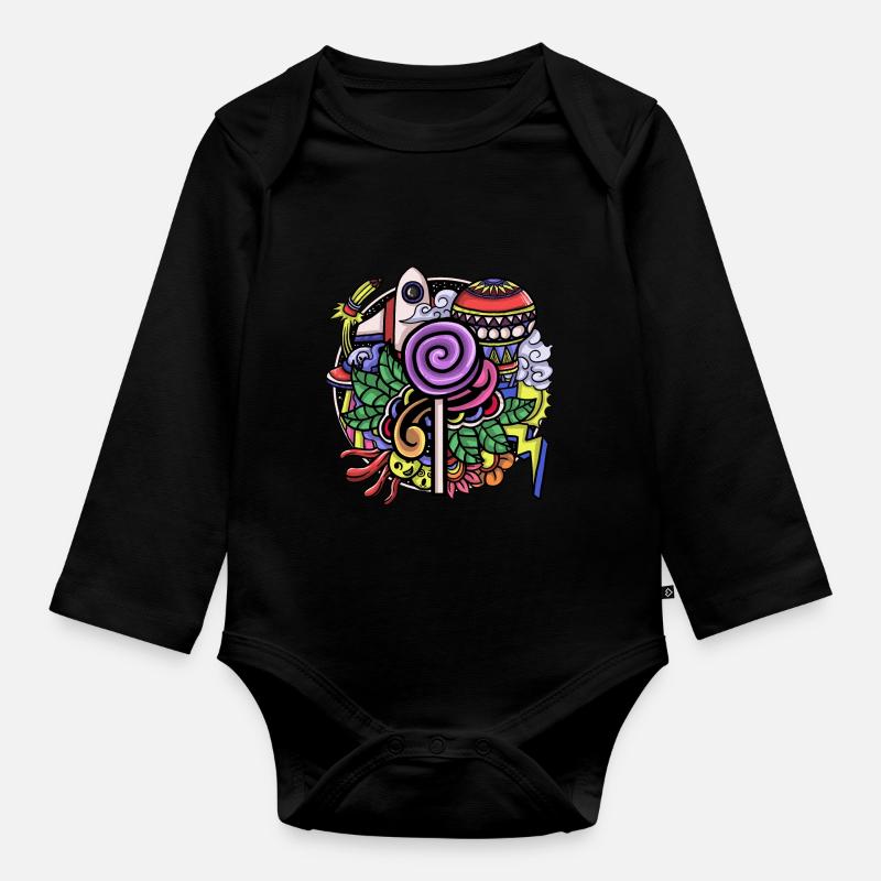 Hippie - Baby Bio-Langarm-Body - Schwarz