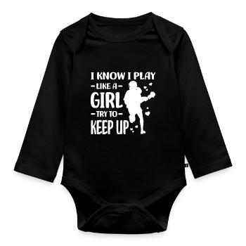 | des joueurs de crosse Cadeaux d’équipe de crosse sportive - Body Bébé bio manches longues - noir - Devant