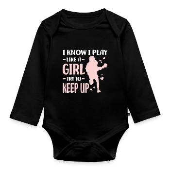 Lacrosse Players - Organic Longsleeve Baby Bodysuit - black - Front