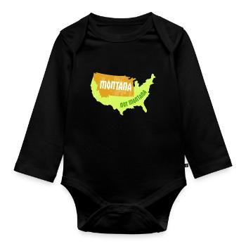 Montana Not Montana Map Design für stolze Montaner - Baby Bio-Langarm-Body - Schwarz - Vorne