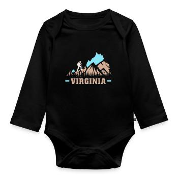 Wandern in Virginia Design für stolze Virginier - Baby Bio-Langarm-Body - Schwarz - Vorne
