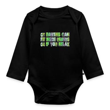 present astrology space ship awesome humor physics - Organic Longsleeve Baby Bodysuit - black - Front