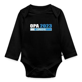 Opa 2023 loading Großvater Schwangerschaft Geschen - Baby Bio-Langarm-Body - Schwarz - Vorne