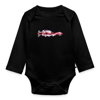 England UK London British English United Kingdom - Organic Longsleeve Baby Bodysuit - black - Front