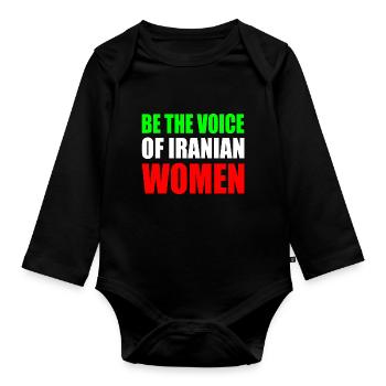 Be the voice of iranian women - Baby Bio-Langarm-Body - Schwarz - Vorne