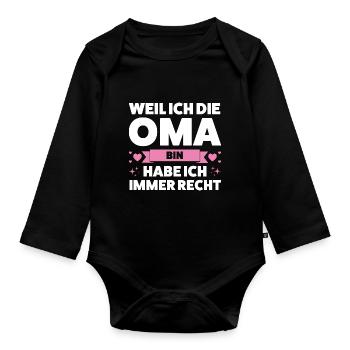 Oma Großmutter Enkelkinder Geschenk - Baby Bio-Langarm-Body - Schwarz - Vorne