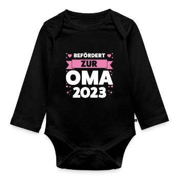 Oma 2023 Großmutter Großmütter Geschenk - Baby Bio-Langarm-Body - Schwarz - Vorne